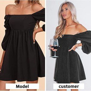 Naggoo Womens Long Sleeve Dresses Wrap V Neck Ruffle Mini Short Dress with Belt